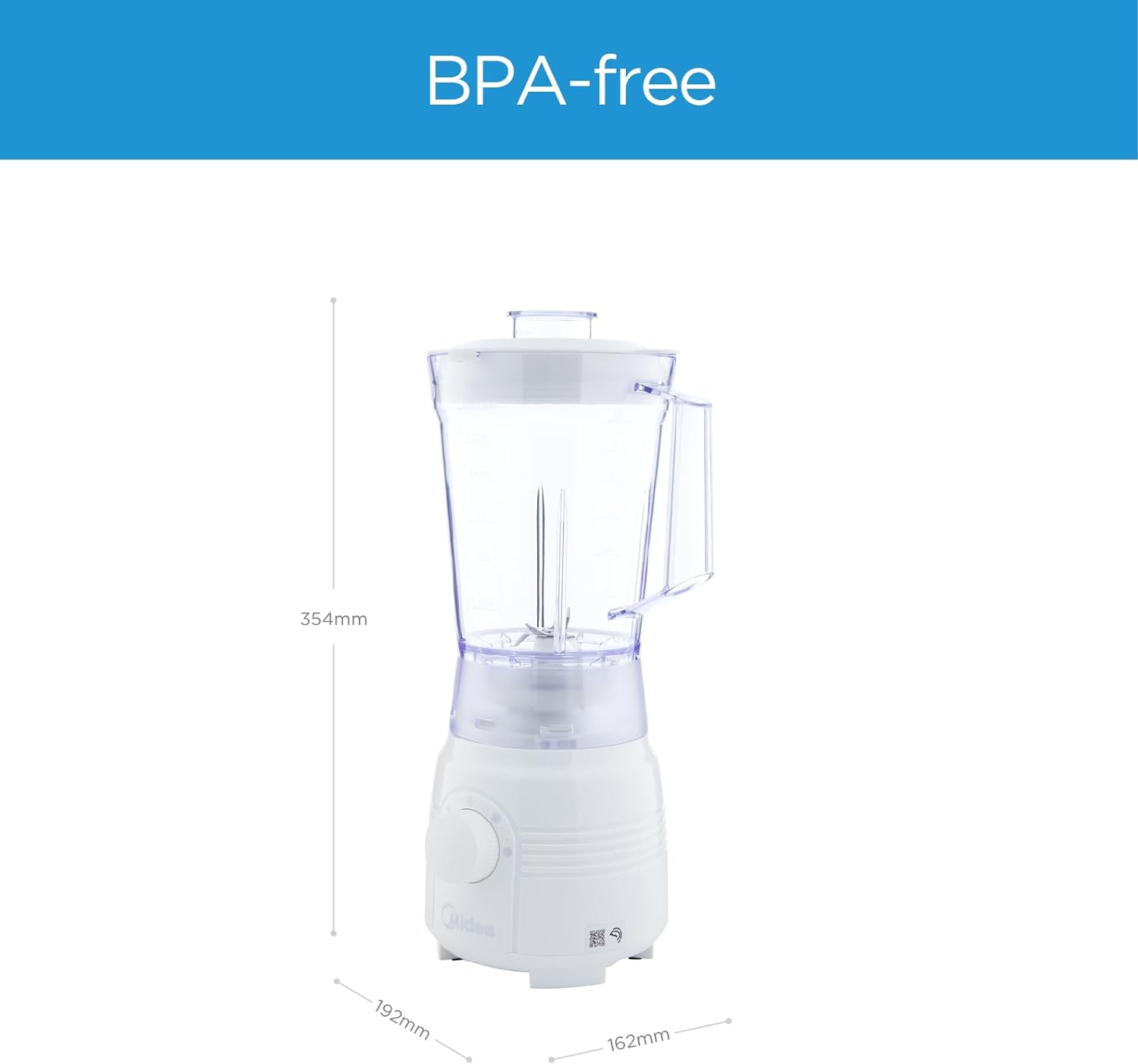 Midea Blender 400W 2 Speeds + Pulse  With Miller - White