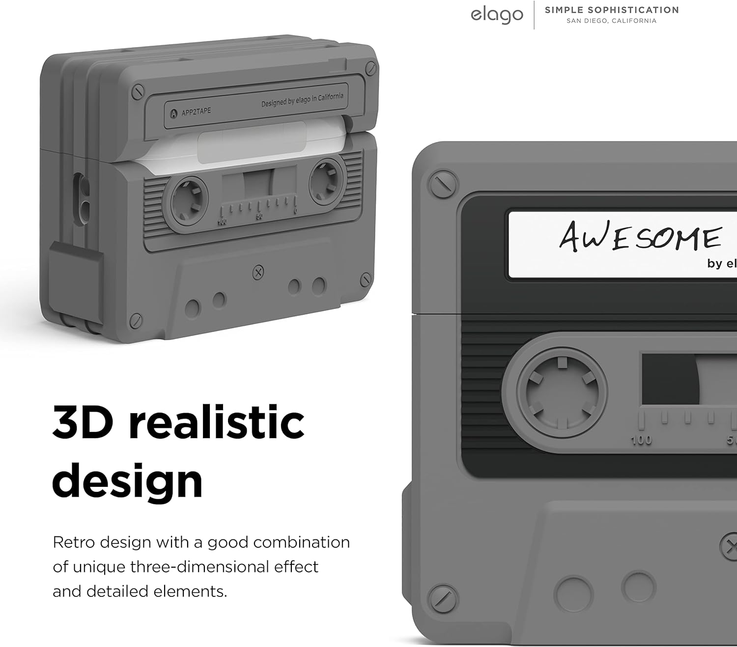 Elago Cassette Case for AirPods Pro 2 (With Strap) - Black