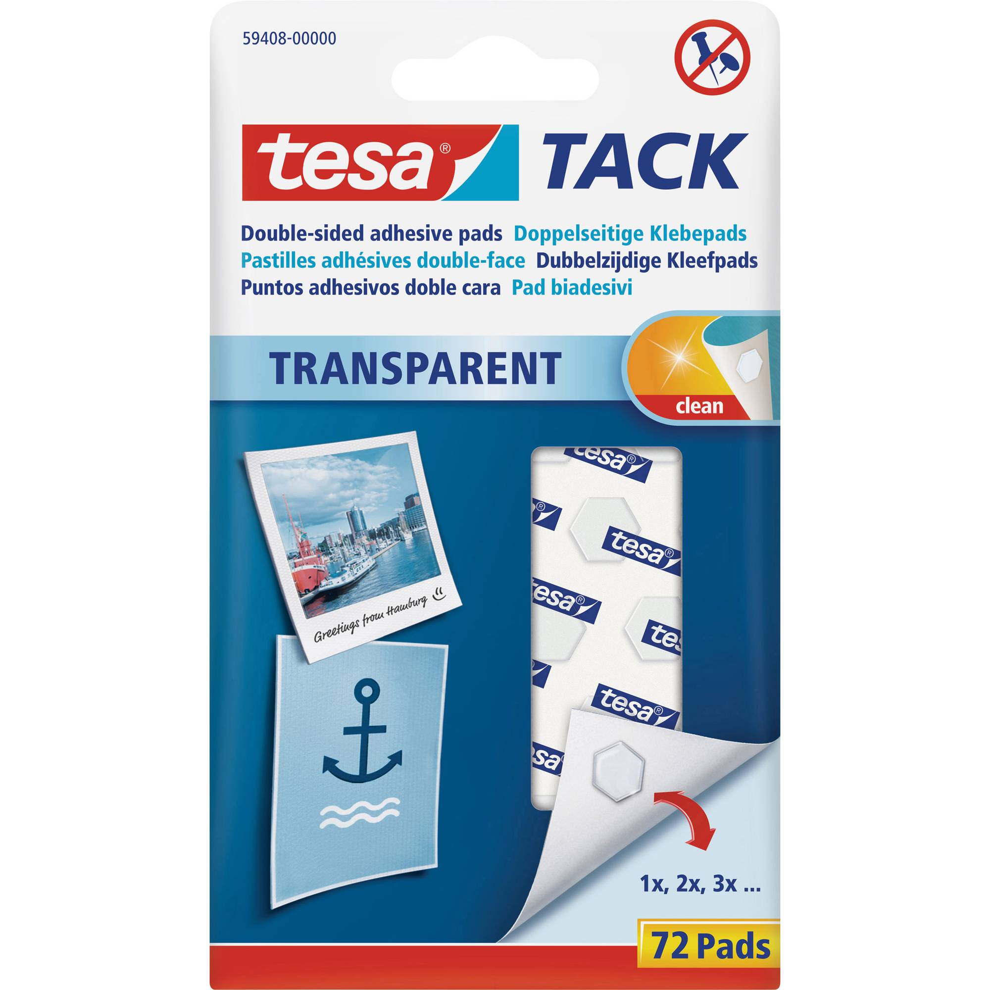 Tesa Tack Double-Sided Adhesive Pads Transparent (Pack 72)