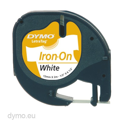 Dymo Letratag - Fabric Iron-on Labels 12mm - Black on White