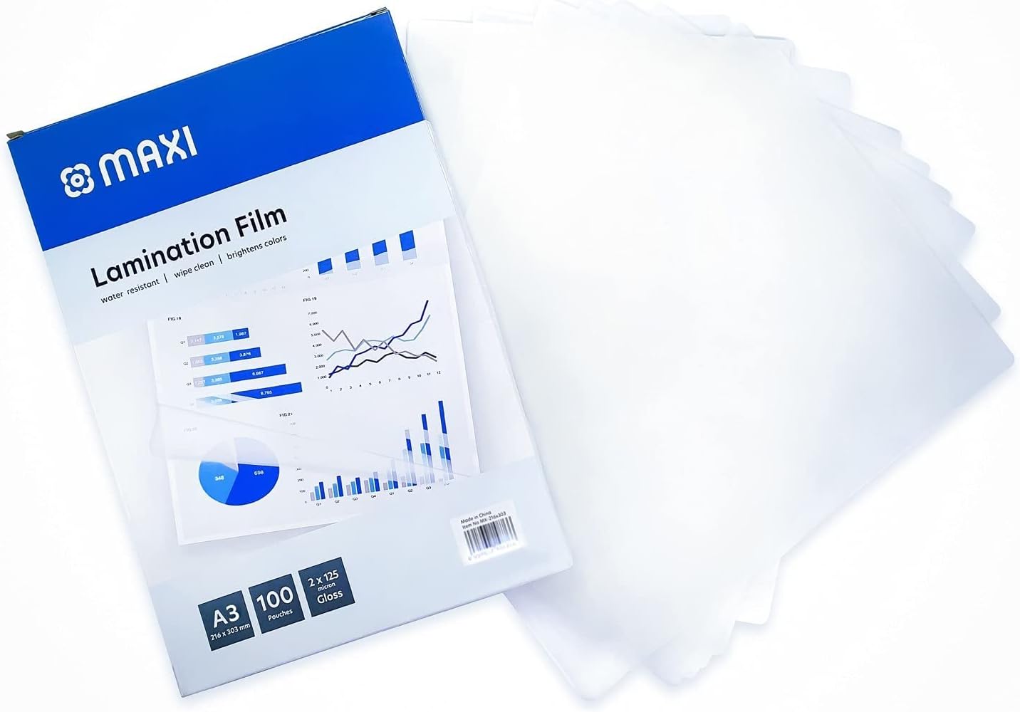 Maxi Laminating Film 125mic 303*426mm A3 5sheet in 1 Box