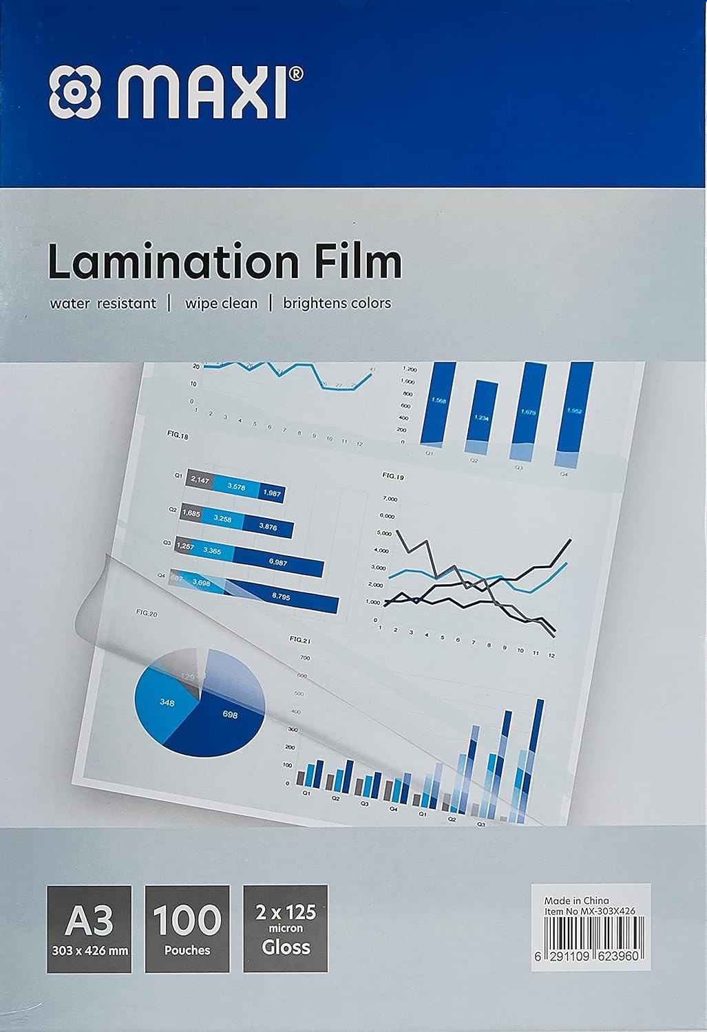 Maxi Laminating Film 125mic 303*426mm A3 5sheet in 1 Box