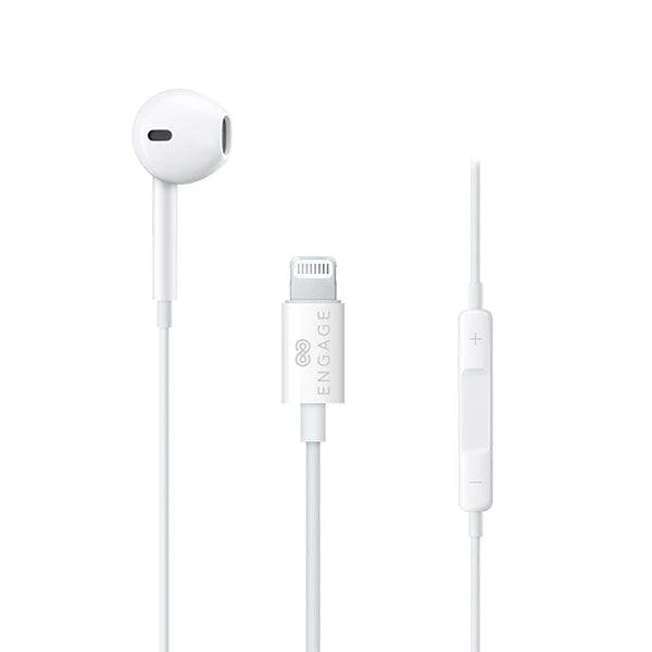 Engage MFI Apple Lightning Wired Mono Earphone - White