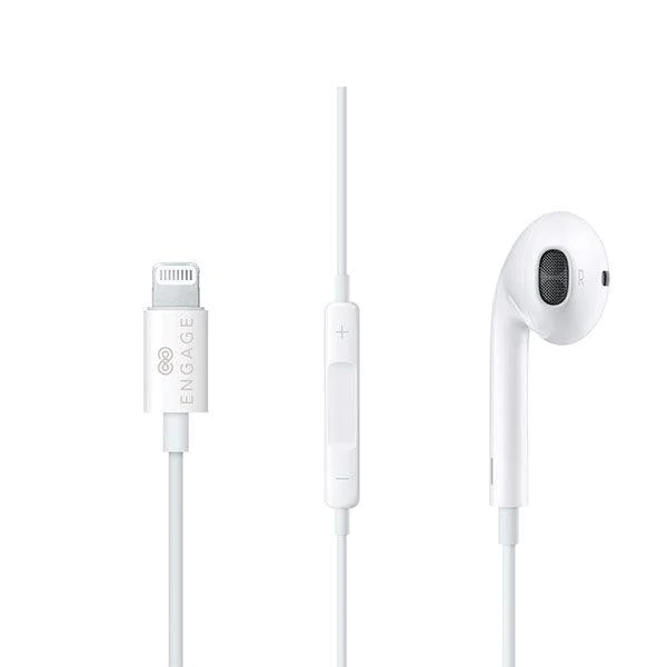 Engage MFI Apple Lightning Wired Mono Earphone - White
