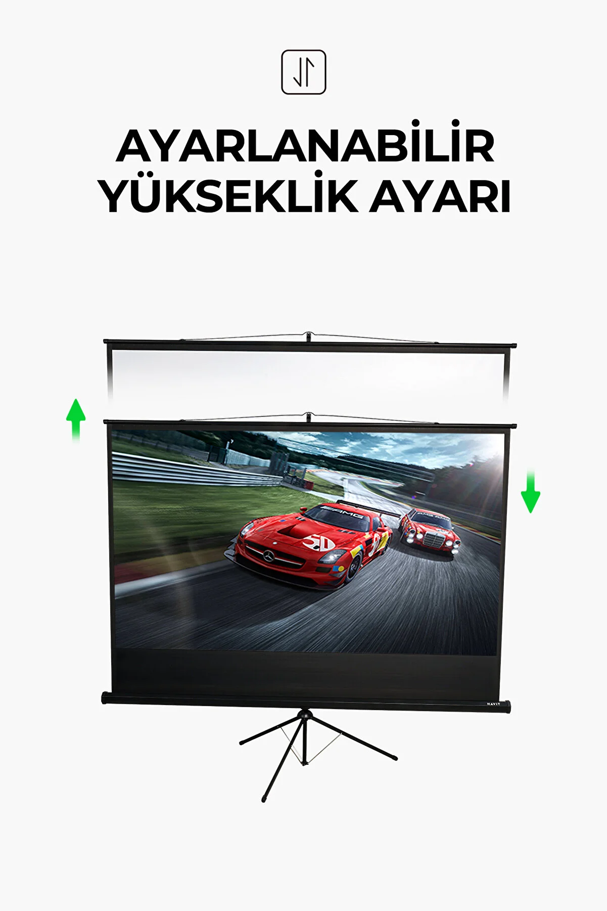 Havit 220x125cm Adjustable 100inch 16:9 Size Footed Projection Screen PS100