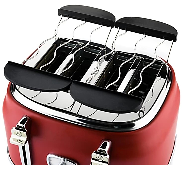 Westinghouse Retro 4-slice Toaster - Six Adjustable Browning Levels - With Self Centering Function & Crumb Tray - Red
