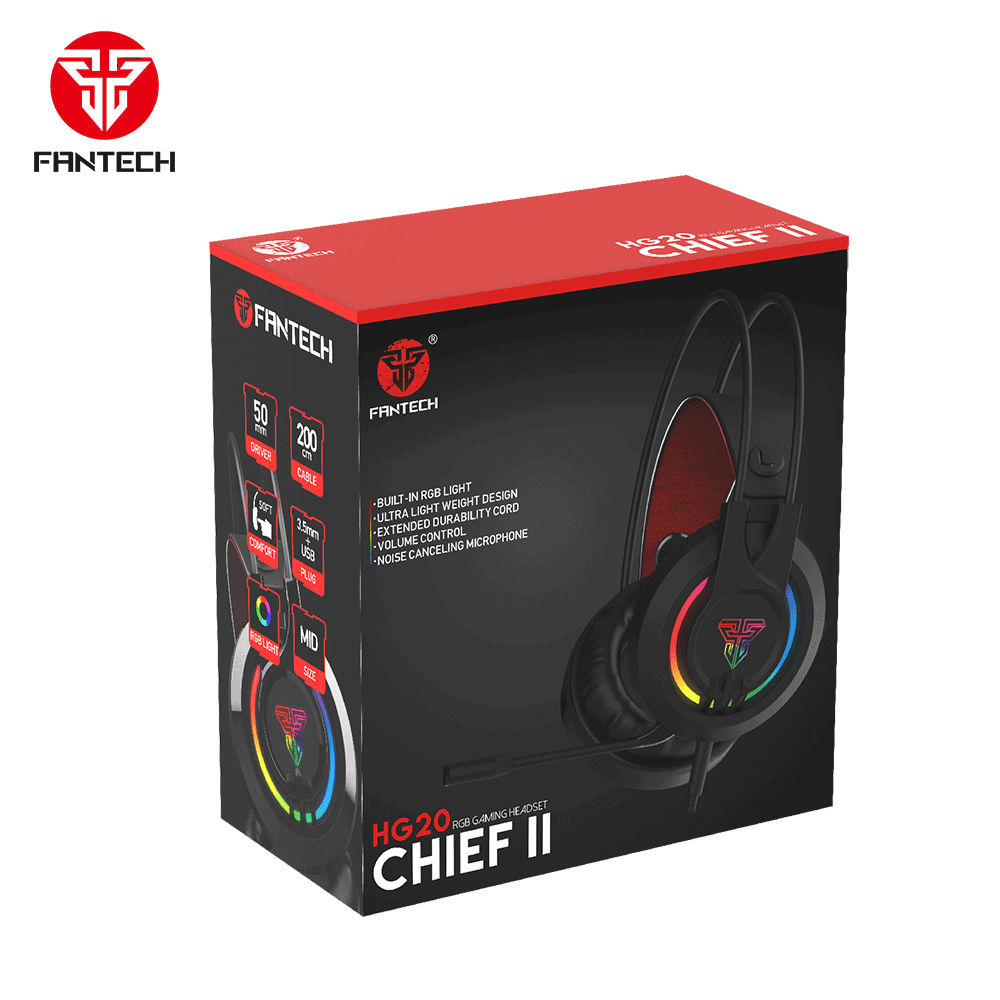 Fantech Stereo 3.5MM Gaming Headset with 7 RGB - Black