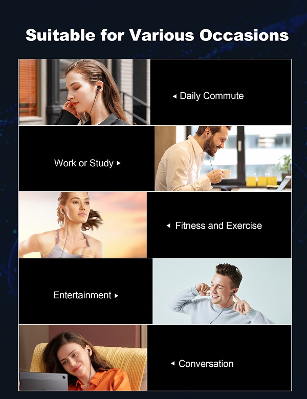 RAVPower Stereo Wired  Earphone With Type-C Connector RP-BH1006 - Black