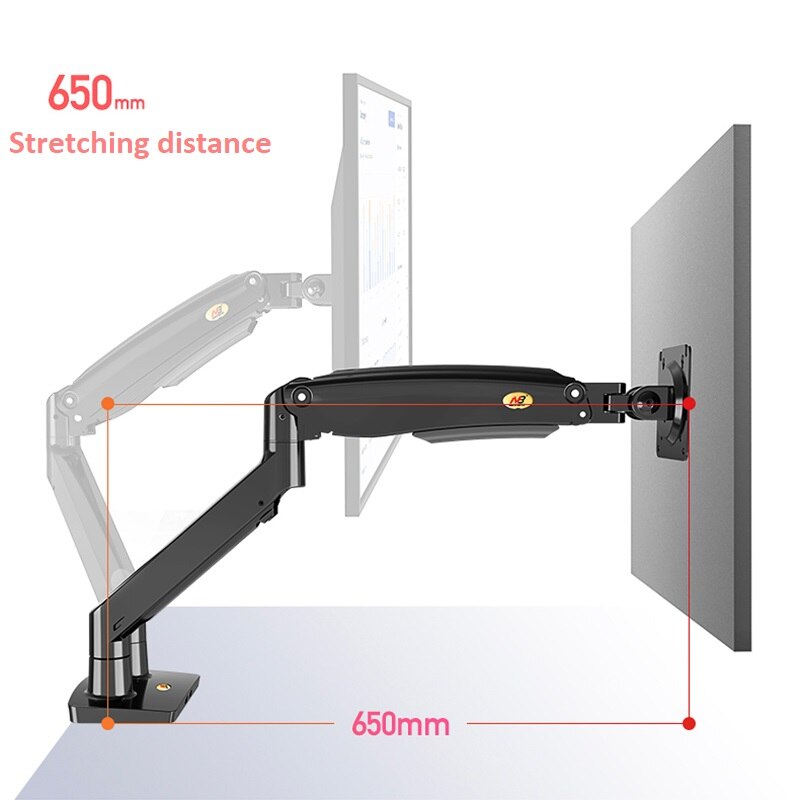 North Bayou F195A Full Motion Dual LCD LED Monitor Mount Gas Spring Arm