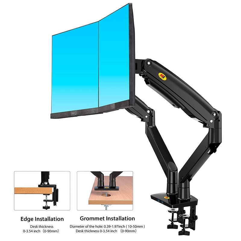 North Bayou F195A Full Motion Dual LCD LED Monitor Mount Gas Spring Arm