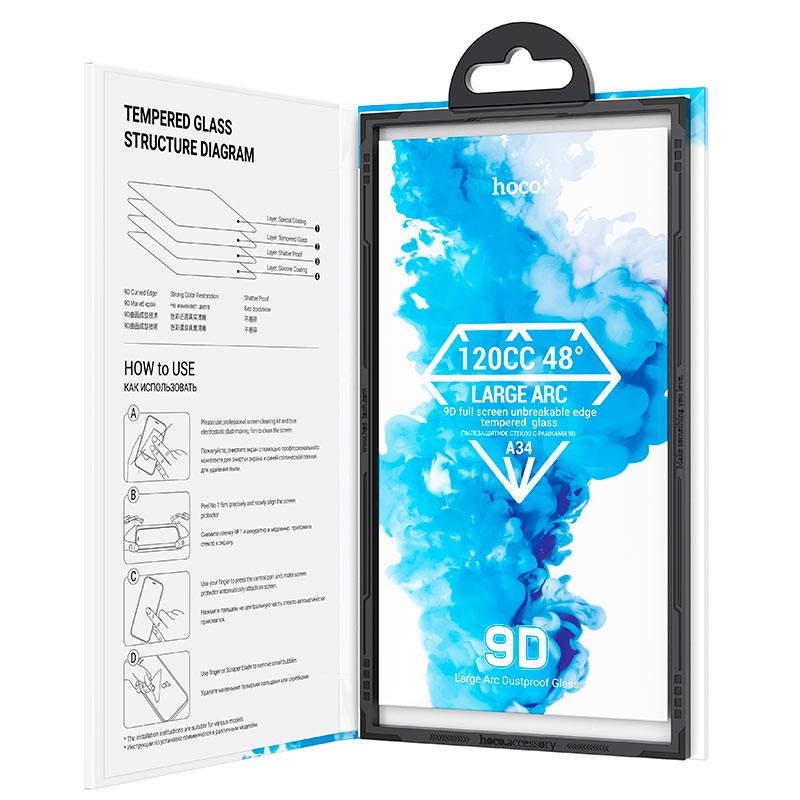 Hoco Protective Glass for iPhone15 Pro Hoco 9d Large Arc Dustproof Glass (A34)