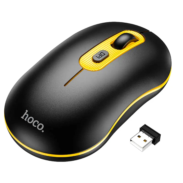 Hoco GM21 Platinum 2.4G Business Wireless Mouse - Black & Yellow