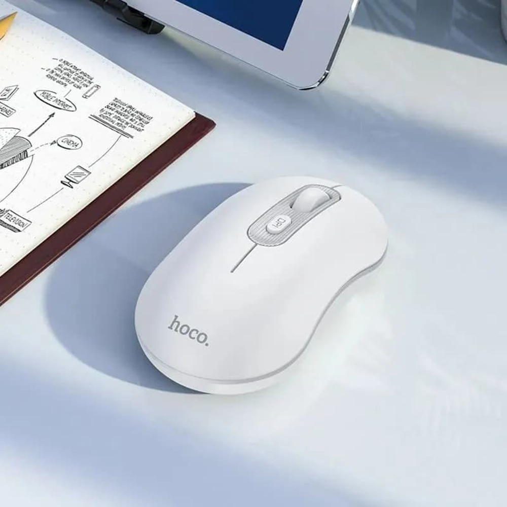 Hoco GM21 Platinum 2.4G Business Wireless Mouse - White & Grey