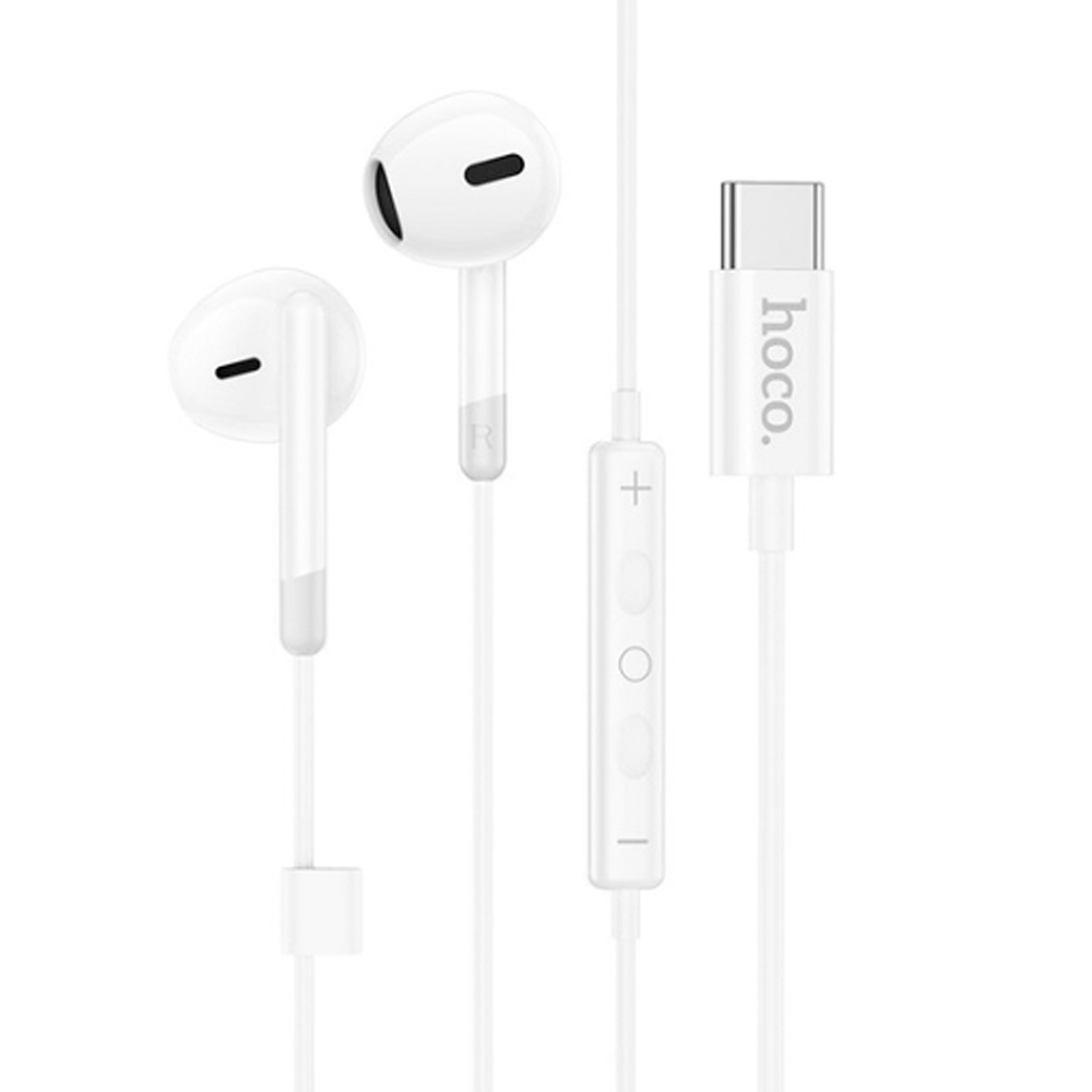 Hoco M109 Sunny Digital Type-C Headphones With Cable and Microphone 1.2 M White