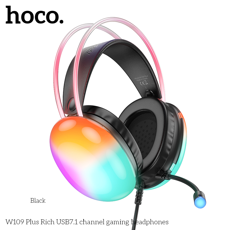 Hoco W109 Plus Rich USB7.1 Channel Gaming Headphone - Black