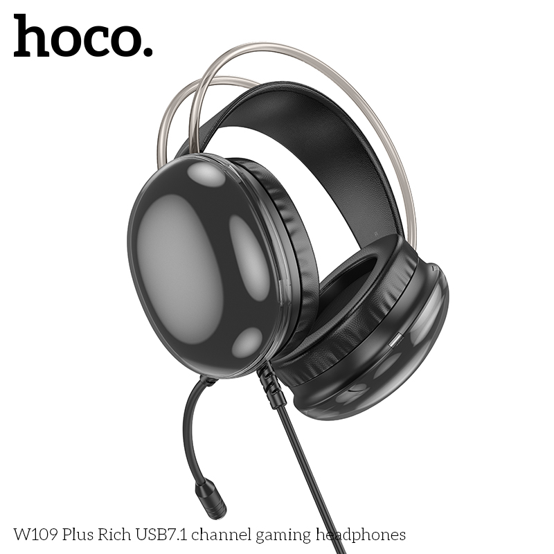 Hoco W109 Plus Rich USB7.1 Channel Gaming Headphone - Black
