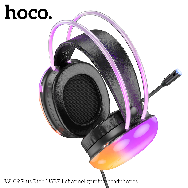 Hoco W109 Plus Rich USB7.1 Channel Gaming Headphone - Black