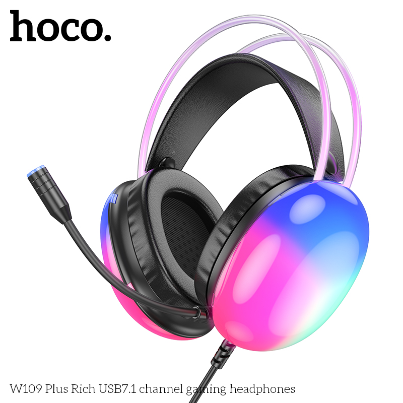 Hoco W109 Plus Rich USB7.1 Channel Gaming Headphone - Black