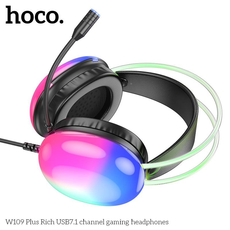 Hoco W109 Plus Rich USB7.1 Channel Gaming Headphone - Black