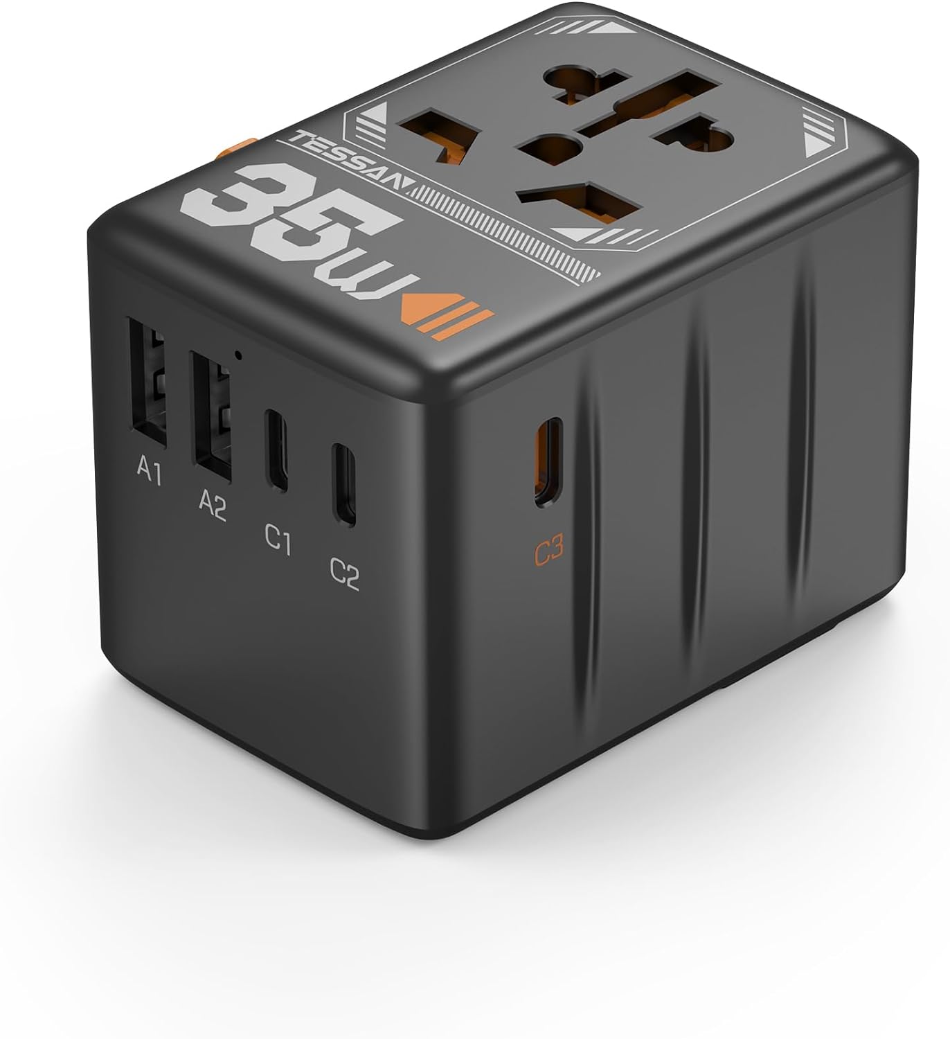 Tessan Universal Travel Adapter, 35W International Plug Adaptor with 3 USB C and 2 USB A Charging Ports, Worldwide Power Outlet for US to European EU UK AUS Ireland(Type C/G/A/I)