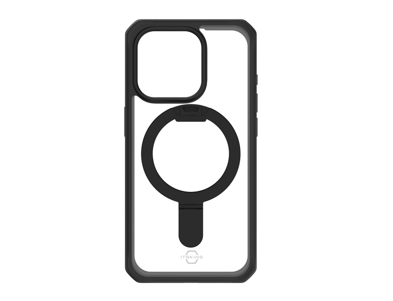 Itskins Hybrid Stand Case Compatible With Magsafe For iPhone 15 Pro - Black & Transparent
