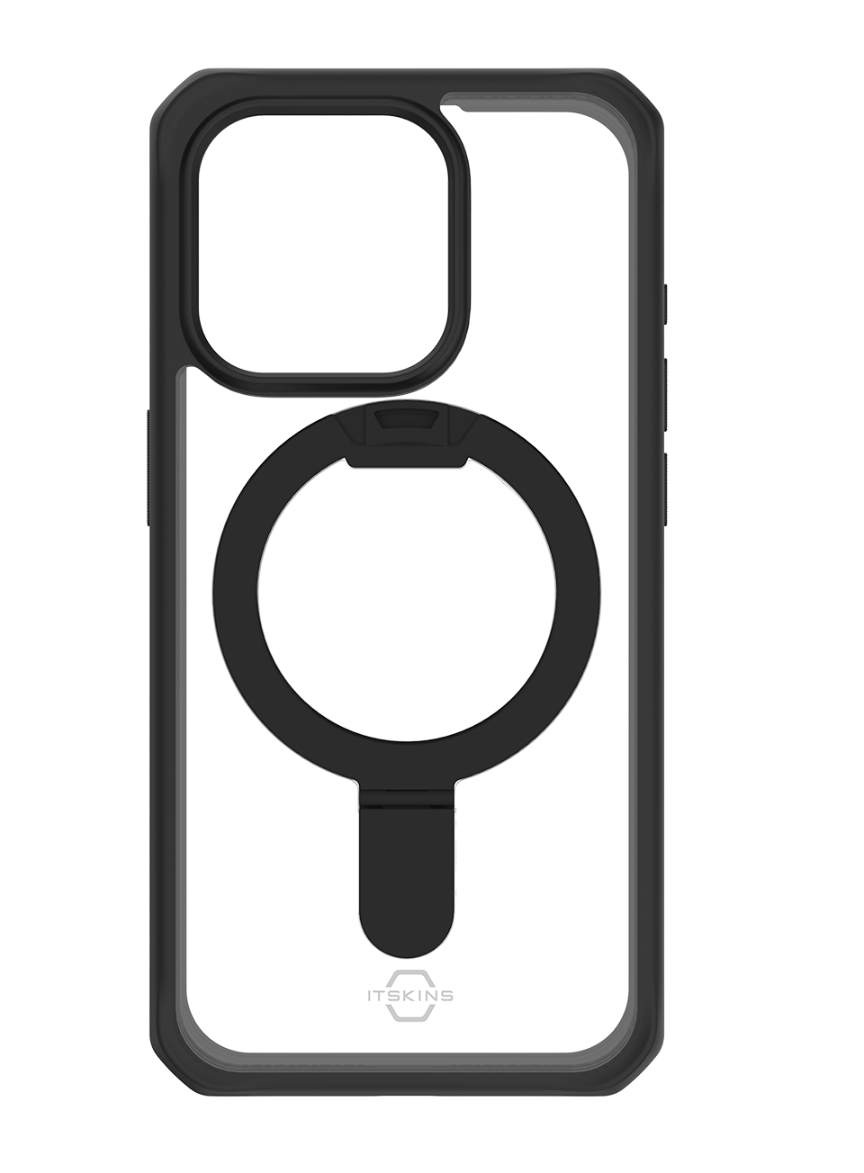 Itskins Hybrid Stand Case Compatible With Magsafe For iPhone 15 Pro - Black & Transparent