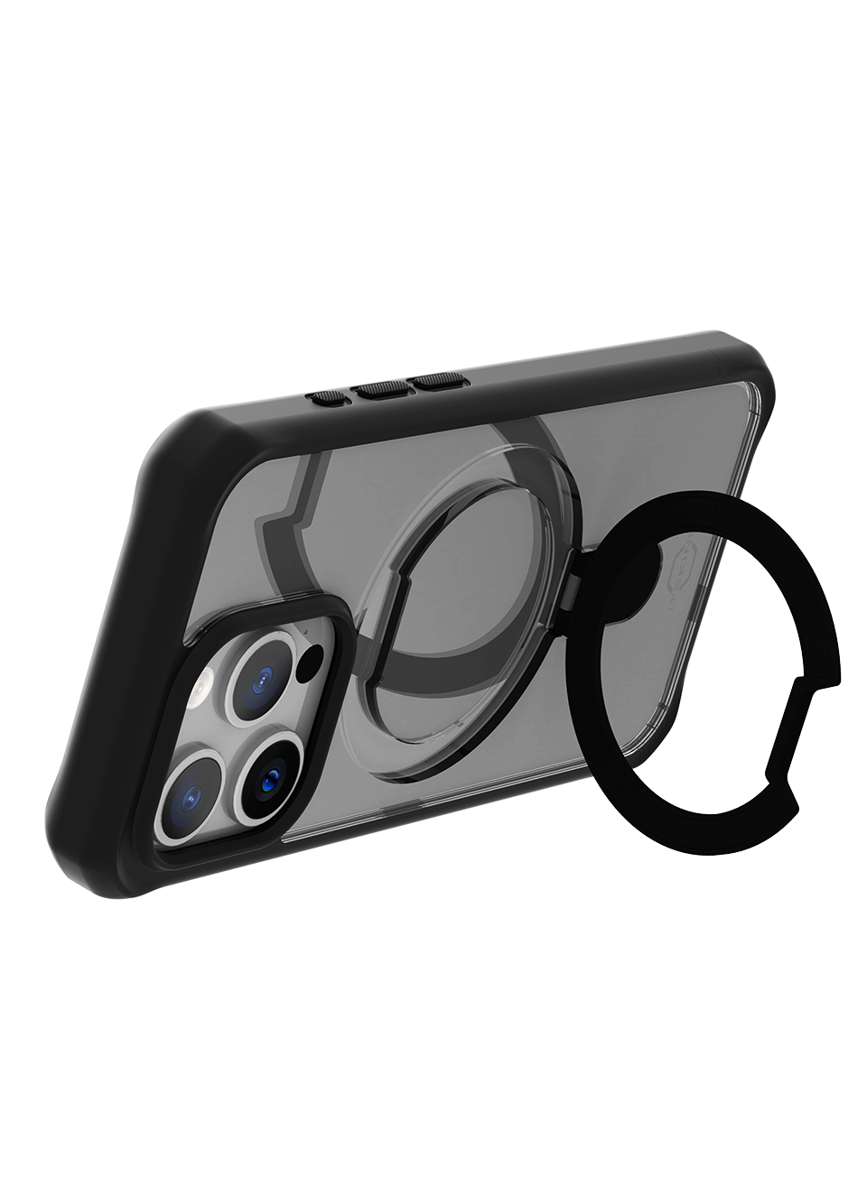 Itskins Hybrid Stand Case Compatible With Magsafe For iPhone 15 Pro - Black & Transparent