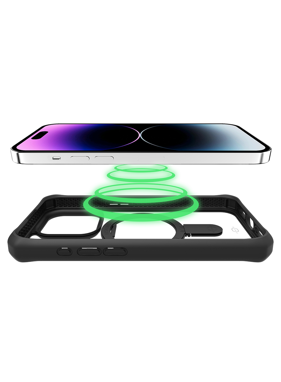 Itskins Hybrid Stand Case Compatible With Magsafe For iPhone 15 Pro - Black & Transparent