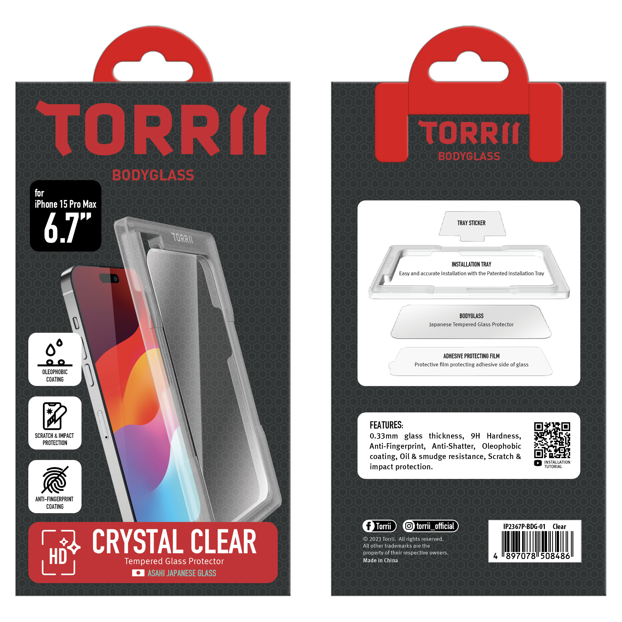 Torrii Bodyglass Screen Protector For iPhone 15 (6.1”) – Clear