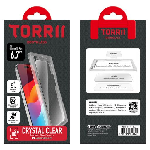 Torrii Bodyglass Screen Protector for iPhone 15 Plus (6.7”) – Clear