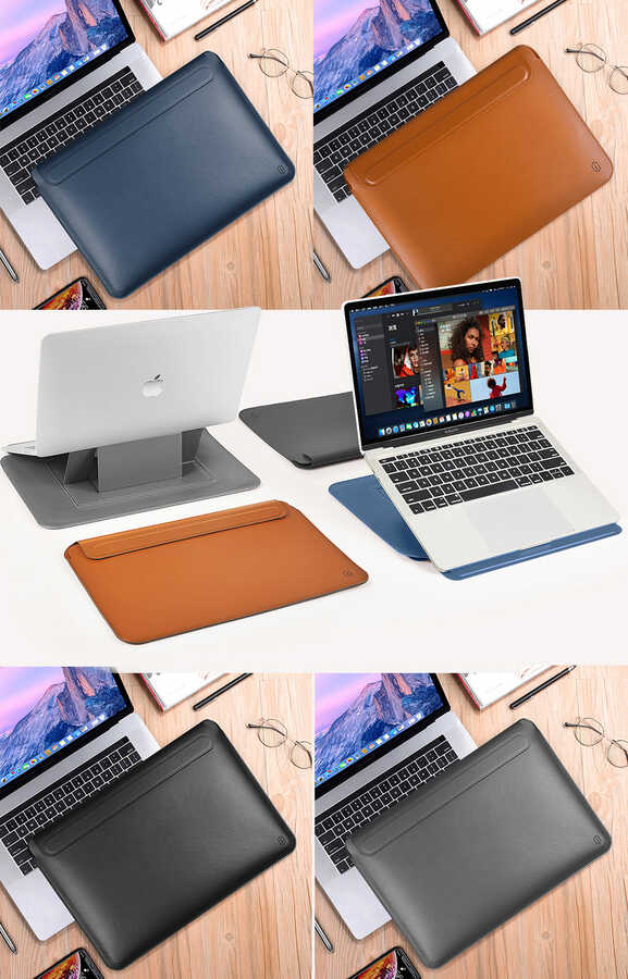 WiWu Skin Pro Slim Stand Sleeve For Macbook Pro 16 - Blue