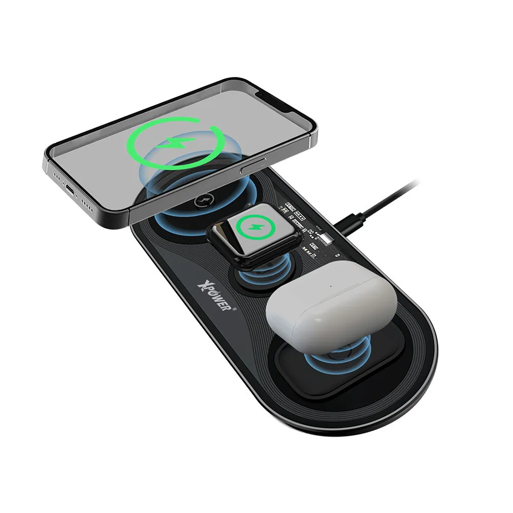 XPower WLM8 3 in 1 15w Wireless Charging Pad - Black