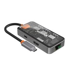 XPower HU62 6 In 1 100W PD Type-C Hub - Transparent Grey