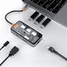 XPower HU62 6 In 1 100W PD Type-C Hub - Transparent Grey