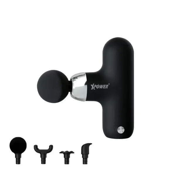 XPower MG13 Mini Massage Gun With 4 Massage Heads - Black