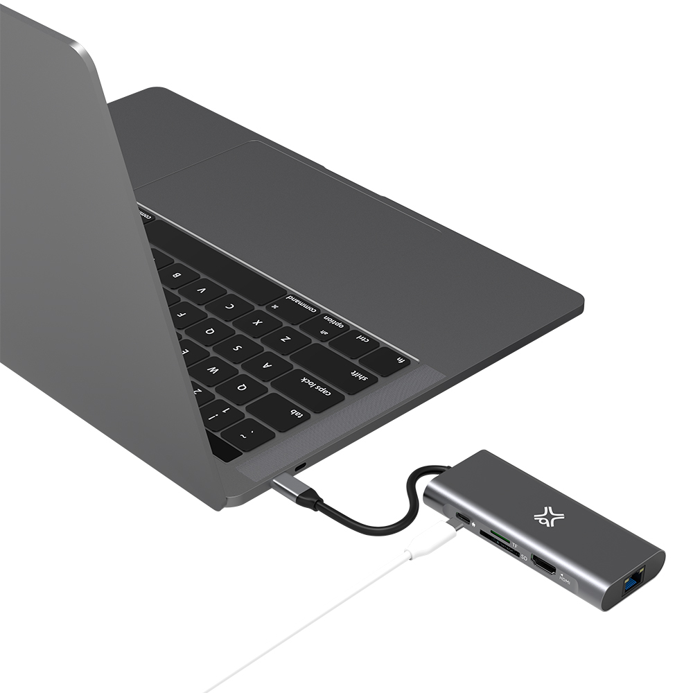 XtremeMac Type-C to USB-A Hub Adapter w/ 8 Ports - Space Grey