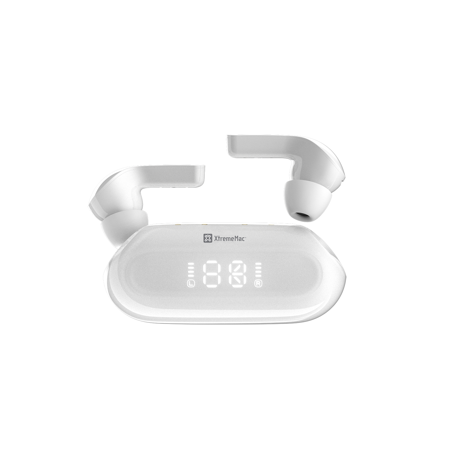 Xtrememac X-Twist Wireless Earphones With Battery Display - White