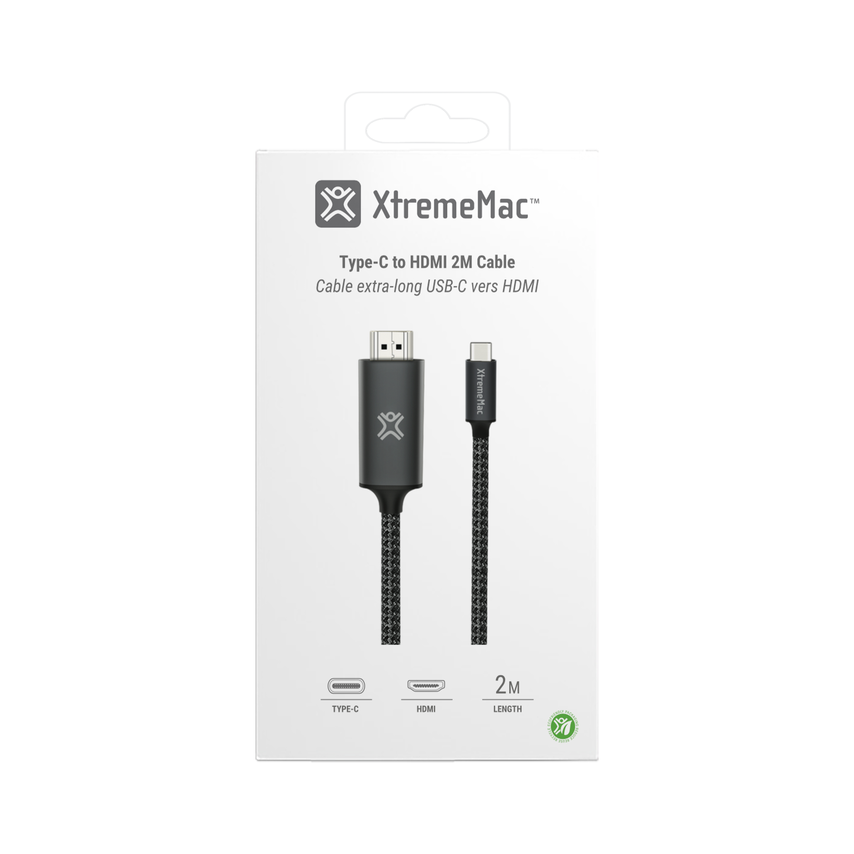 XtremeMac Type-C To HDMI Nylon Braided Cable - 2M
