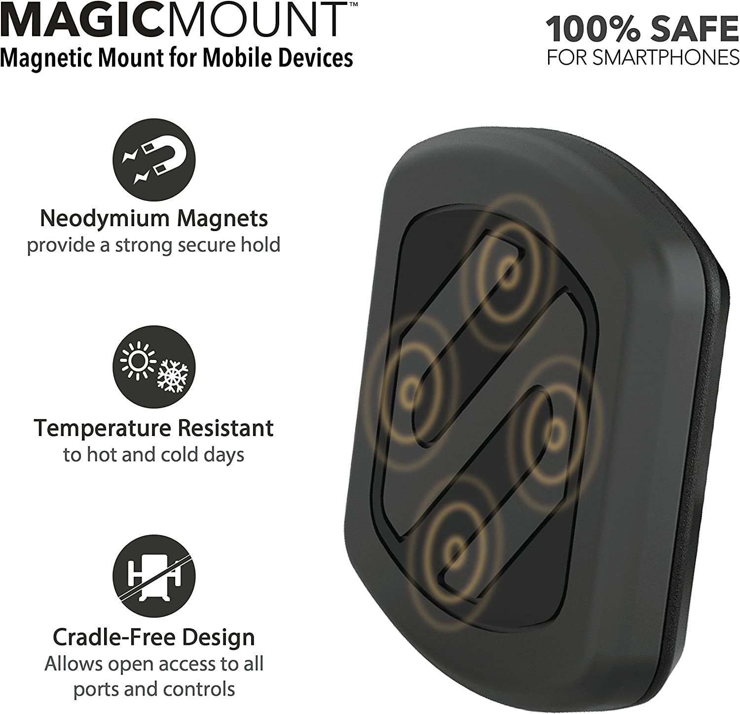 Scosche MagicMount Magnetic Suction Cup Phone Mount for Car - Black
