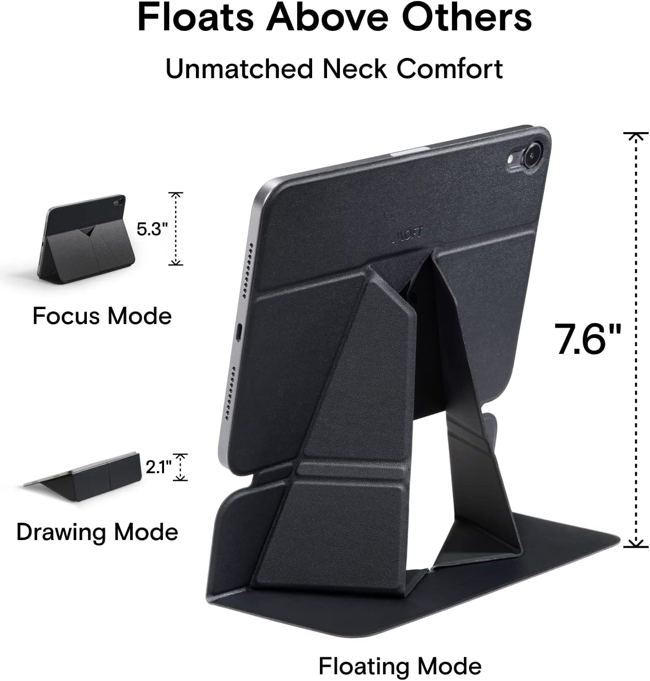 MOFT Tablet Case with Mini 6th Generation Snap Float Folio Tablet Stand - Black