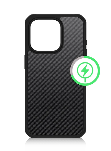 Itskins Ballistic Carbon Case Compatible With MagSafe iPhone 15 Pro -Black