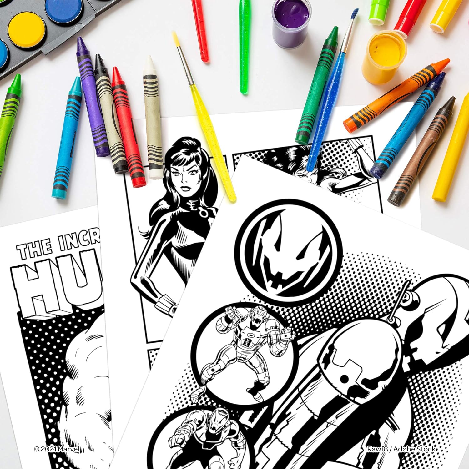 Skoodle Marvel Avengers 48-Page Coloring Book with 4 Stamp Markers