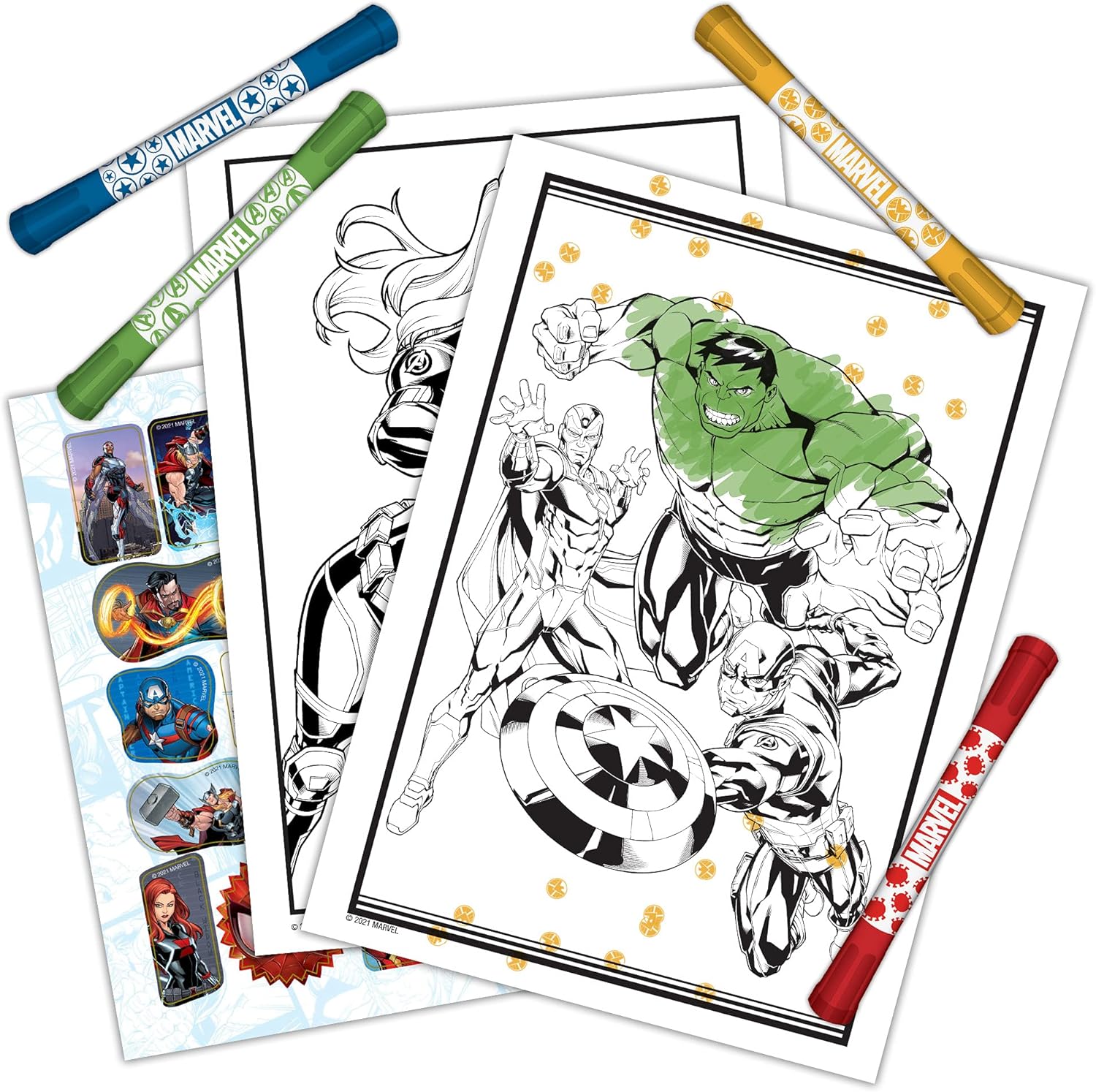 Skoodle Marvel Avengers 48-Page Coloring Book with 4 Stamp Markers