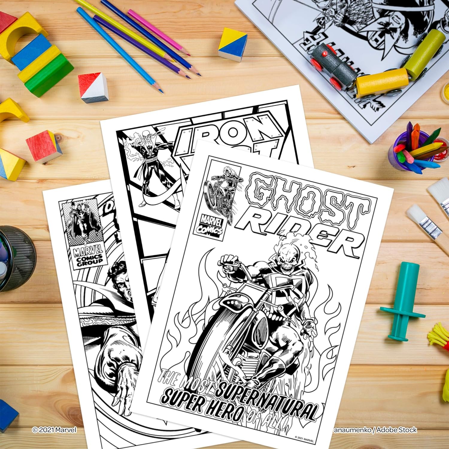 Skoodle Marvel Avengers 48-Page Coloring Book with 4 Stamp Markers