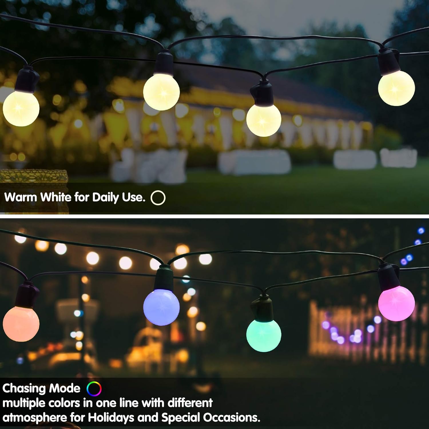 Outdoors Light String Water-proof With Remote Control Bluetooth Version UK Plug 15 Meters With 15 Pcs of Bulb