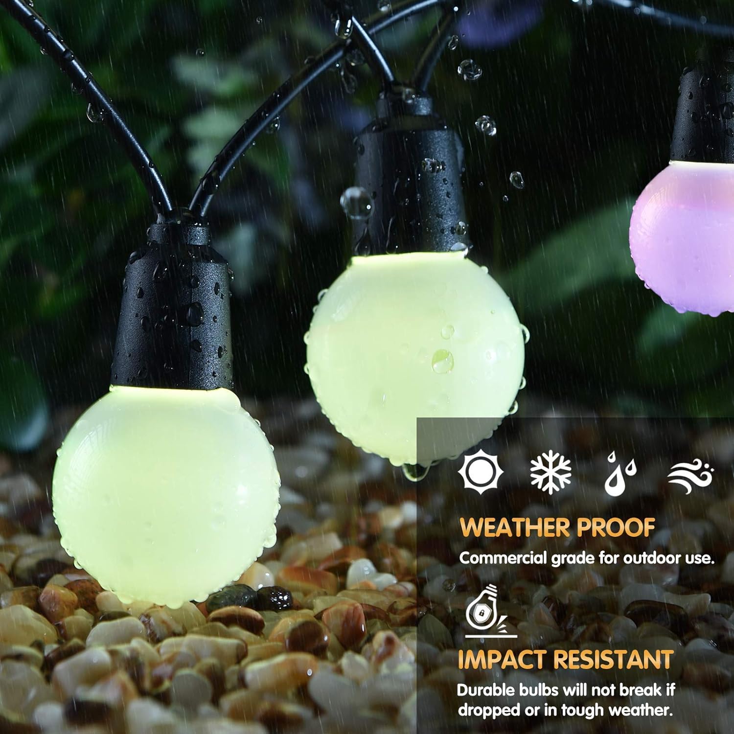 Outdoors Light String Water-proof With Remote Control Bluetooth Version UK Plug 15 Meters With 15 Pcs of Bulb