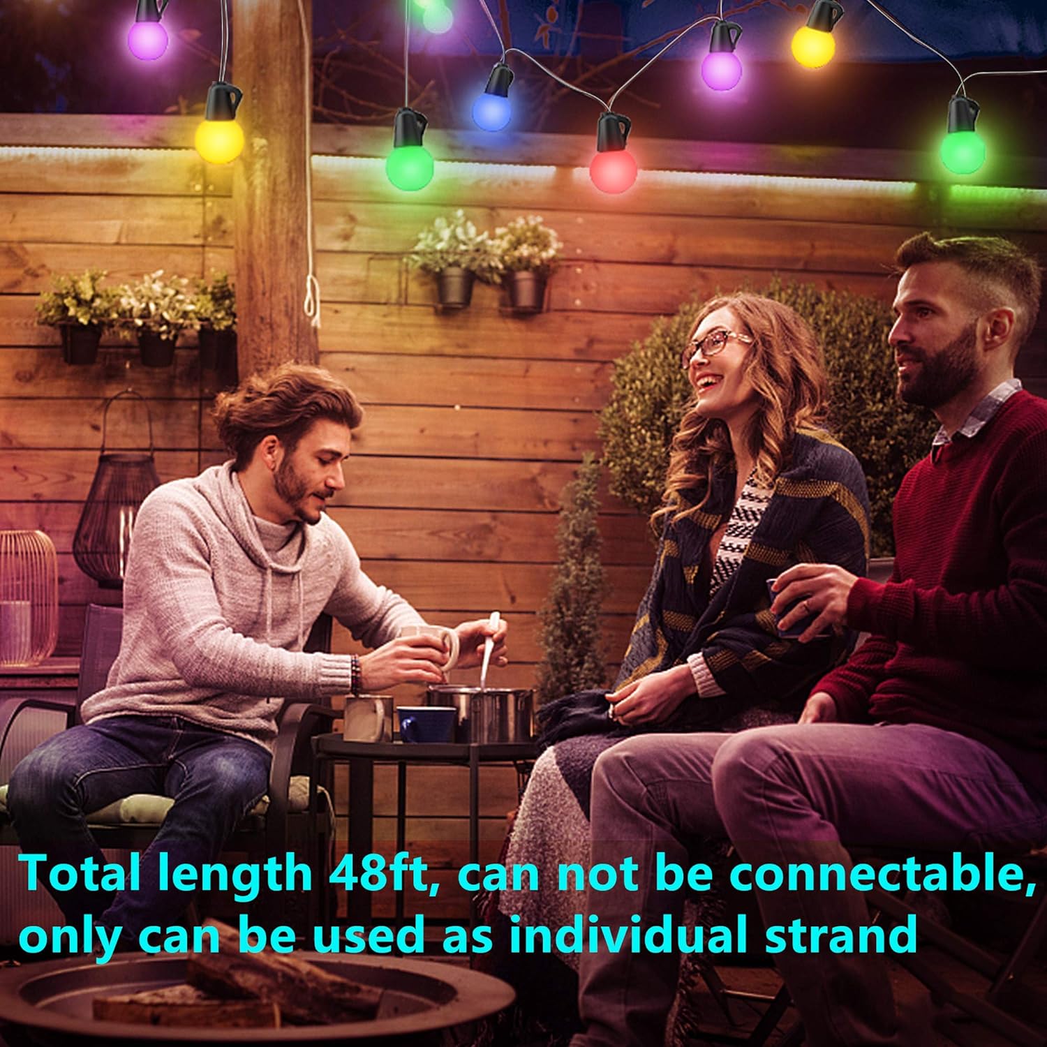 Outdoors Light String Water-proof With Remote Control Bluetooth Version UK Plug 15 Meters With 15 Pcs of Bulb