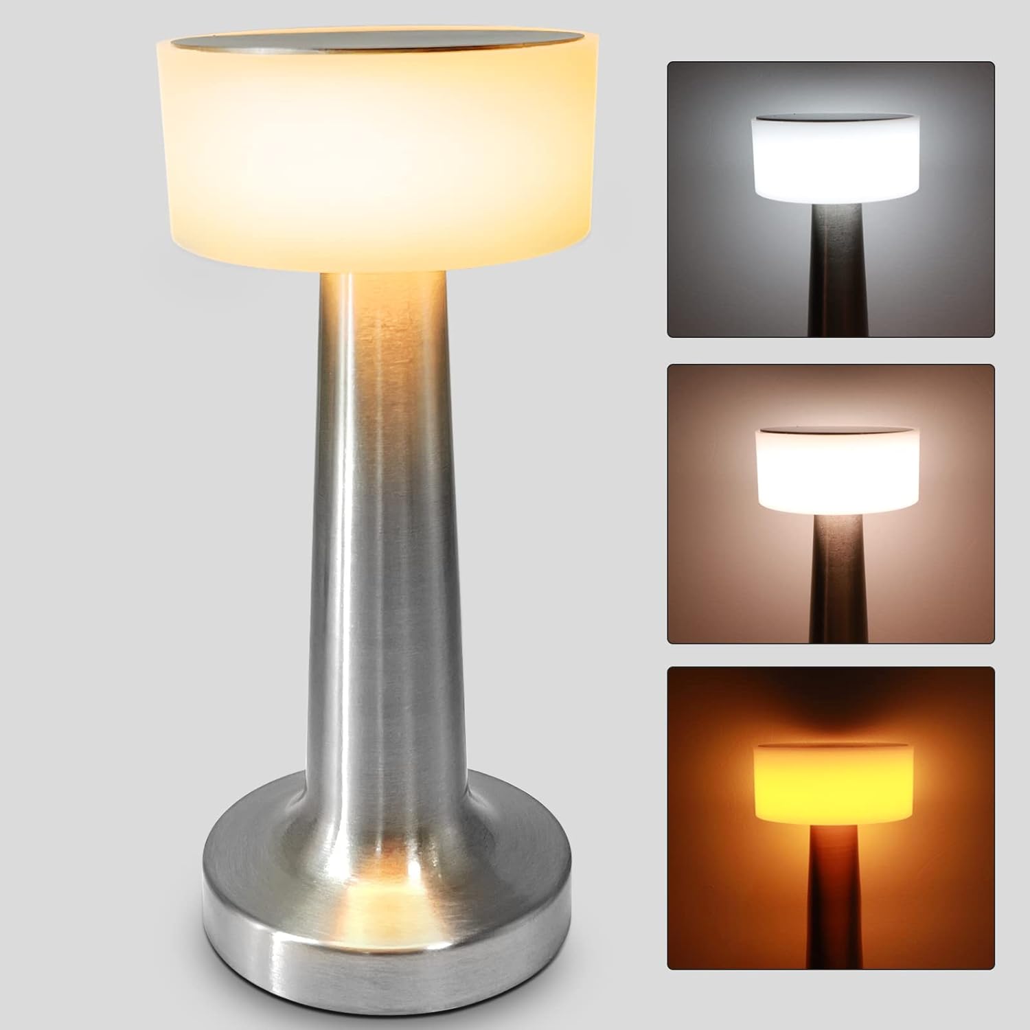 SkyKey Rechargeable Touch Table Lamp LED Bedside & Desk Light - Silver