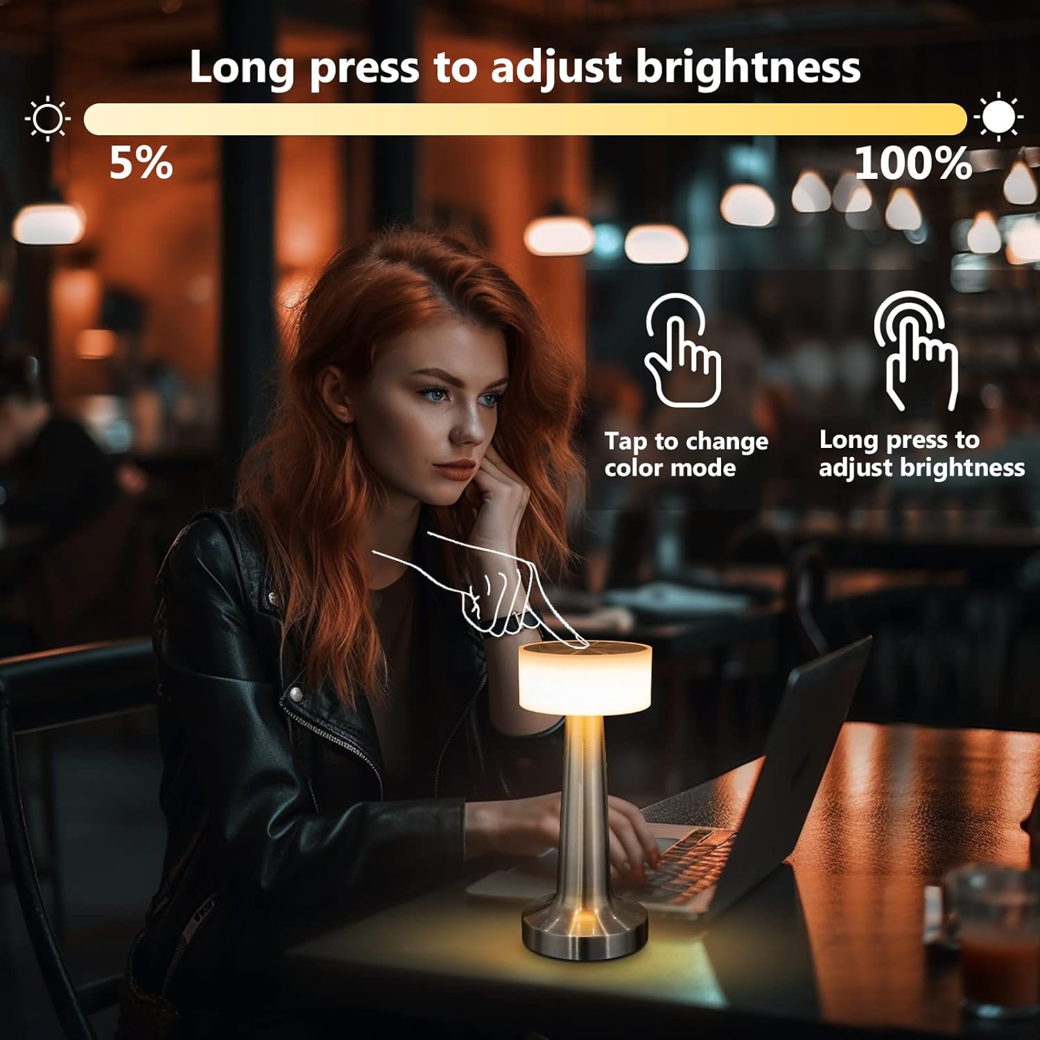 SkyKey Rechargeable Touch Table Lamp LED Bedside & Desk Light - Silver