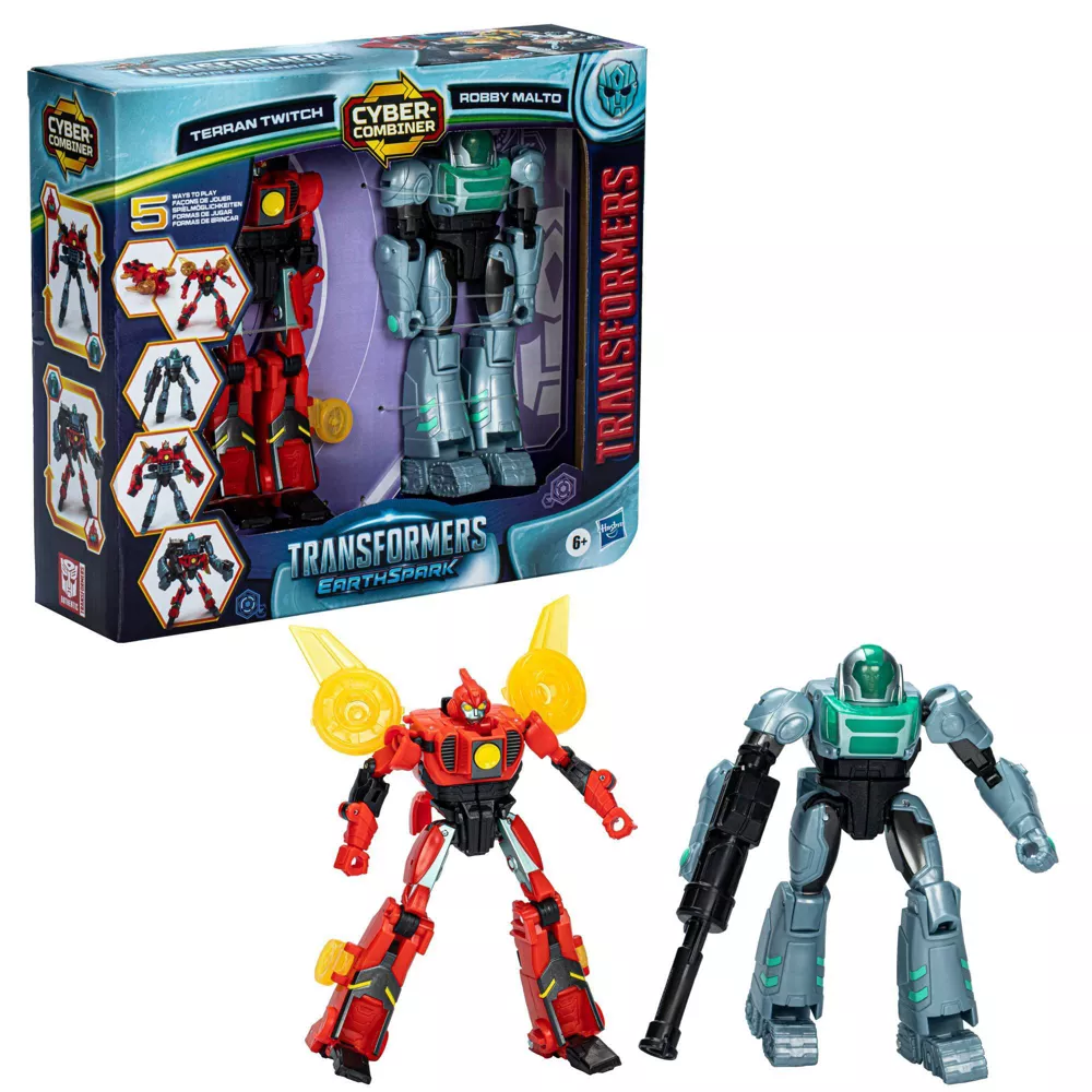 Transformers Hasbro EarthSpark Terran Twitch and Robby Malto Cyber-Combiner Action Figure Set